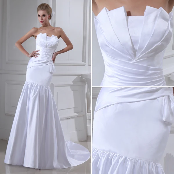 Gaine Bretelles Longueur De Plancher Plissé Robe De Mariage Simple Robe De Mariée