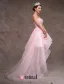 2015 A-line Princess Sweetheart Appliques Lace & Flowers Inclined Train Short Wedding Dress/ Prom Dress