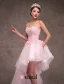 2015 A-line Princess Sweetheart Appliques Lace & Flowers Inclined Train Short Wedding Dress/ Prom Dress
