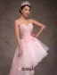 2015 A-line Princess Sweetheart Appliques Lace & Flowers Inclined Train Short Wedding Dress/ Prom Dress