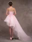 2015 A-line Princess Sweetheart Appliques Lace & Flowers Inclined Train Short Wedding Dress/ Prom Dress