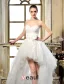 A-ligne Sweetheart Perles Fleur À La Main Robe De Mariée Courte En Tulle Asymétrique
