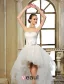 A-ligne Sweetheart Perles Fleur À La Main Robe De Mariée Courte En Tulle Asymétrique