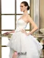 A-ligne Sweetheart Perles Fleur À La Main Robe De Mariée Courte En Tulle Asymétrique