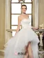 A-ligne Sweetheart Perles Fleur À La Main Robe De Mariée Courte En Tulle Asymétrique
