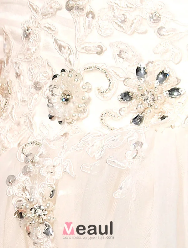 A-ligne Sweetheart Perles Fleur À La Main Robe De Mariée Courte En Tulle Asymétrique