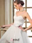 A-ligne Sweetheart Perles Fleur À La Main Robe De Mariée Courte En Tulle Asymétrique