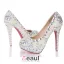 Luksus Elegant Hvit Perle Krystall Rhinestone Plattform Pumper Brudesko
