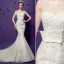 Scoop Sirène Cou Manches Appliques De Perles Dentelle Robes De Mariée