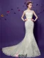 Scoop Sirène Cou Manches Appliques De Perles Dentelle Robes De Mariée