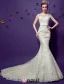 Scoop Sirène Cou Manches Appliques De Perles Dentelle Robes De Mariée