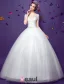 2015 Ball Gown Short Sleeves V-neck Beading Sequins Backless Organza Wedding Dress