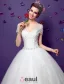 2015 Ball Gown Short Sleeves V-neck Beading Sequins Backless Organza Wedding Dress