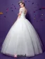 2015 Ball Gown Short Sleeves V-neck Beading Sequins Backless Organza Wedding Dress
