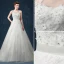 2015 A-line Shoulders Handmade Flowers Sash Applique Lace Wedding Dress