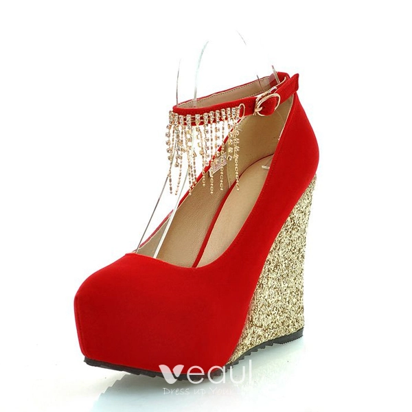 Mooie Rode Sleehak Schoenen Damesschoenen Feestschoenen Met Kwastje