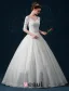 Baljurk Schouders 1/2 Mouw V-hals Kralen Applique Lace Trouwjurk