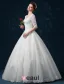 Baljurk Schouders 1/2 Mouw V-hals Kralen Applique Lace Trouwjurk