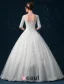 Baljurk Schouders 1/2 Mouw V-hals Kralen Applique Lace Trouwjurk