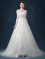 2015 A-line Shoulders Handmade Flowers Sash Applique Lace Wedding Dress