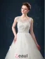 2015 A-line Shoulders Handmade Flowers Sash Applique Lace Wedding Dress