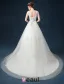 2015 A-line Shoulders Handmade Flowers Sash Applique Lace Wedding Dress