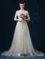 A-ligne Épaules Haute Qualité Dentelle Perles Perle Strass Robe De Mariée En Satin De Soie De Ceinture