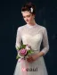 A-ligne Épaules Haute Qualité Dentelle Perles Perle Strass Robe De Mariée En Satin De Soie De Ceinture