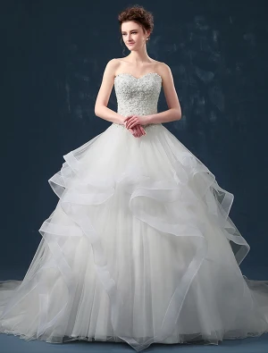 Robe De Bal Volants Chérie Perles De Strass Robe De Mariée