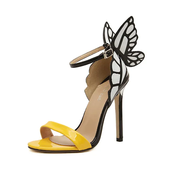 Point Toe Butterfly Decor Ankle Strap Stiletto Heels | Stiletto pumps,  Stiletto heels, Toe ring sandals