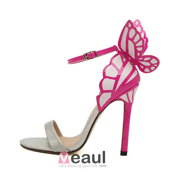 Trendy Frauen Sandalen Mit Schmetterlingsflügeln Und Farbblockdesign Hihg Heels