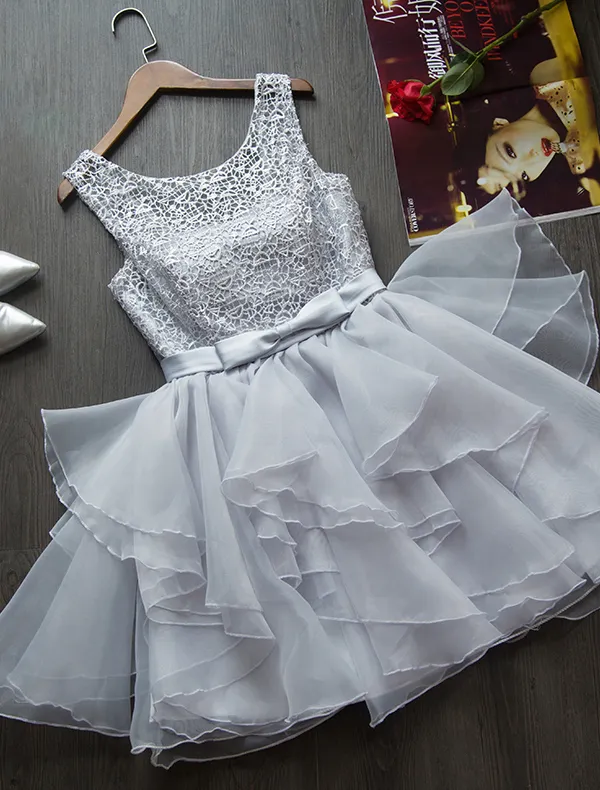 2015 Three Styles Of Fashionable Mini Dress Lace Organza Cocktail Dress