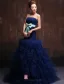 Élégants Volants Guillotine Bustier Noeud Royale Robe De Bal Bleue