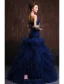 Élégants Volants Guillotine Bustier Noeud Royale Robe De Bal Bleue