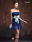 Élégants Volants Guillotine Bustier Noeud Royale Robe De Bal Bleue