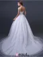 A-lijn Schouders V-hals Appliques Kant Buigen Sjerp Organza Trouwjurk