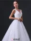 A-lijn Schouders V-hals Appliques Kant Buigen Sjerp Organza Trouwjurk
