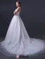 A-lijn Schouders V-hals Appliques Kant Buigen Sjerp Organza Trouwjurk