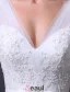 A-lijn Schouders V-hals Appliques Kant Buigen Sjerp Organza Trouwjurk