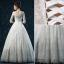 Élégante Princesse Une Ligne Épaules 1/2 Manches Robe De Mariée En Dentelle Brodée