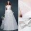 Épaules Un-ligne Perlage Perles Noeud Volants Guillotine Organza Robe De Mariée
