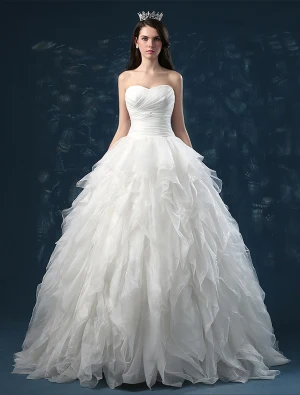Robe De Bal Sweetheart Cascade Volants Organza Robe De Mariée