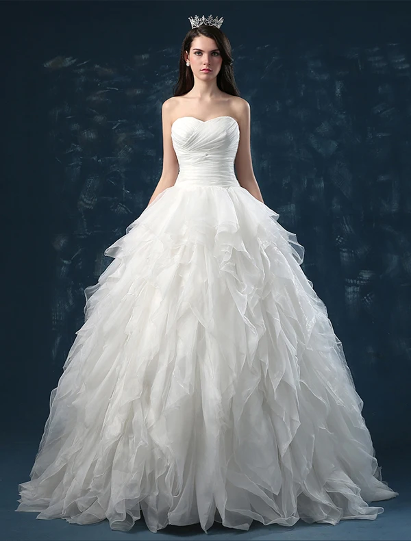 Ball Kjole Kjæreste Gripende Ruffles Organza Brudekjole