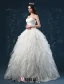 2015 Ball Gown Sweetheart Cascading Ruffles Organza Wedding Dress