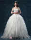 2015 Ball Gown Sweetheart Cascading Ruffles Organza Wedding Dress