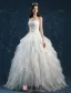 2015 Ball Gown Sweetheart Cascading Ruffles Organza Wedding Dress
