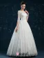 Élégante Princesse Une Ligne Épaules 1/2 Manches Robe De Mariée En Dentelle Brodée