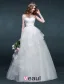 Épaules Un-ligne Perlage Perles Noeud Volants Guillotine Organza Robe De Mariée