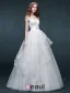 Épaules Un-ligne Perlage Perles Noeud Volants Guillotine Organza Robe De Mariée