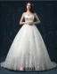 2015 Sweetheart Appliques Lace & Flowers Organza Ball Gown Wedding Dress